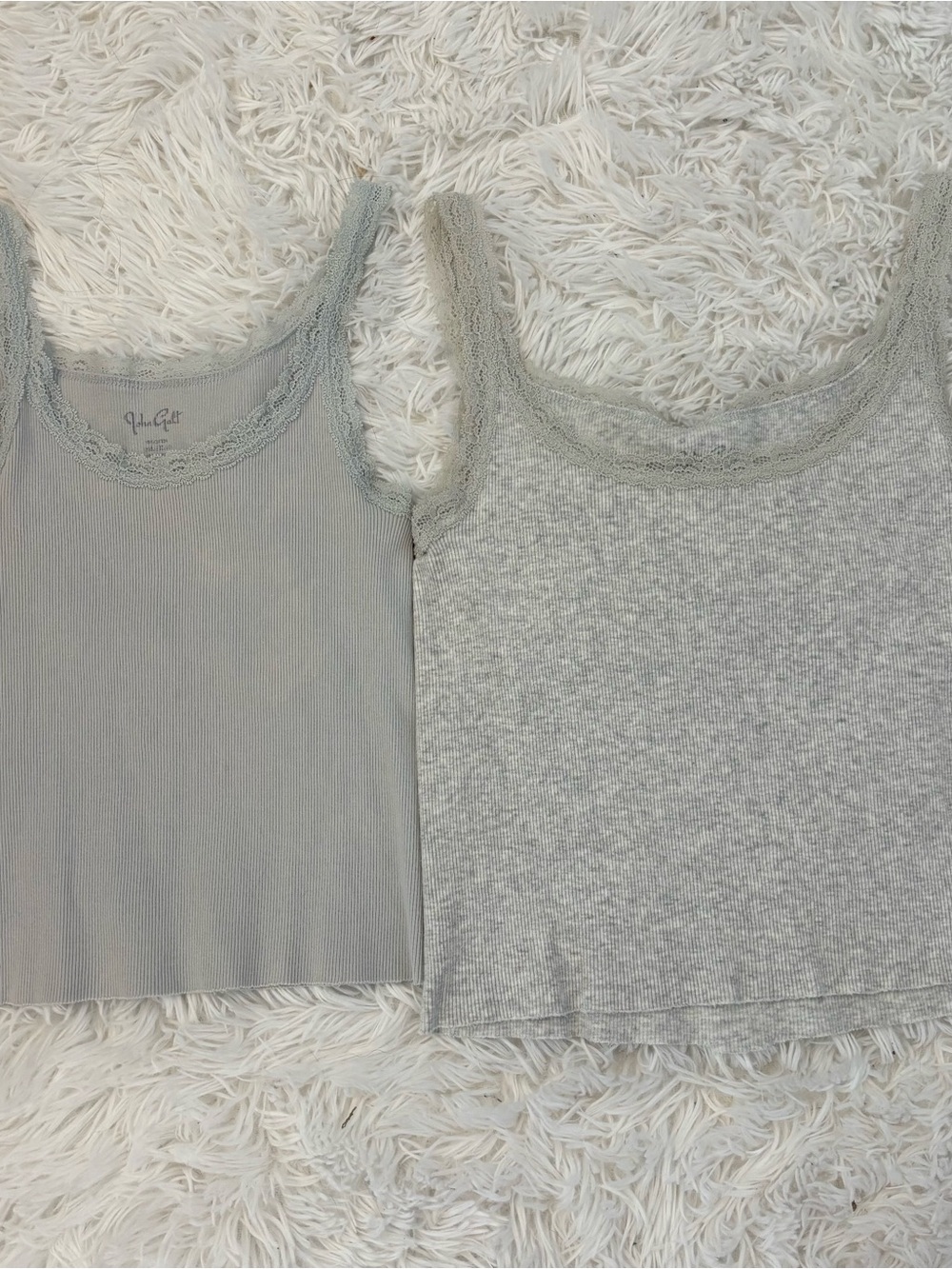 Bundle of 2 John Galt Brandy Melville Ribbed Lace Trim Tank Tops Size Small